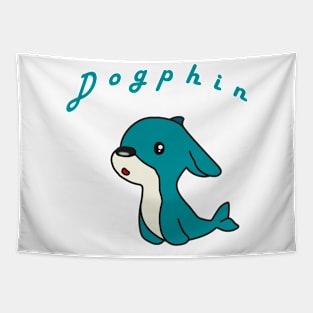 Dog X Dolphin AKA DOGPHIN | Simple line design with text Tapestry