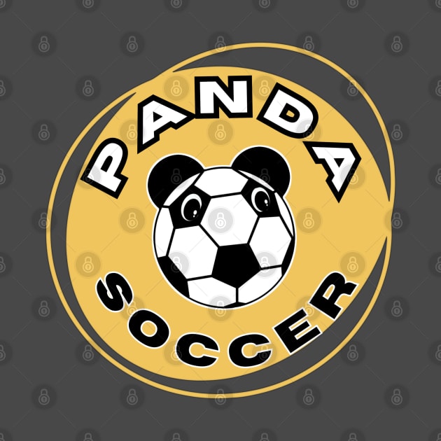 Panda soccer head of a cute panda in the shape of a soccer ball on the background of an orange circle for sports lovers by PopArtyParty