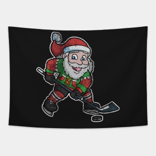 Christmas Hockey Santa Claus Tapestry