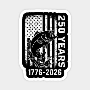 250 Years Patriotic Fishing USA Bass Independence Magnet