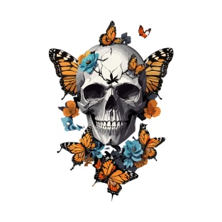 Skull with butterflies beautiful art T-Shirt