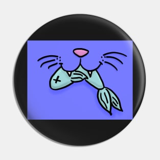 Copy of Cat Mouth With Fish (Blue) Pin