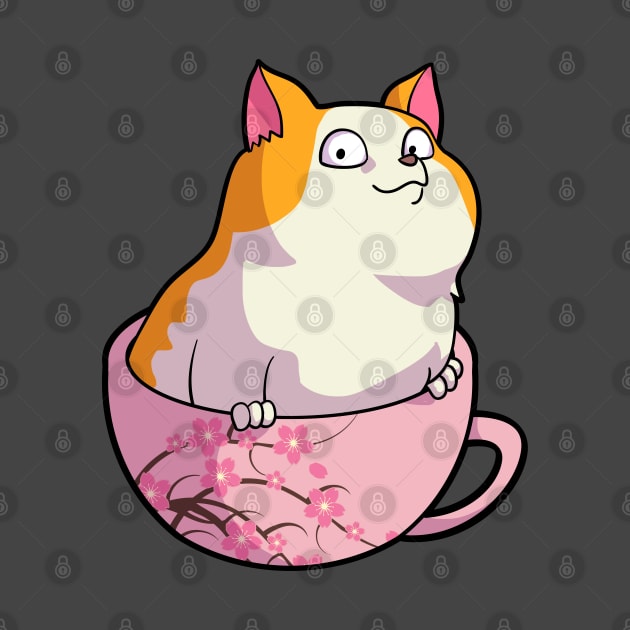 Kawaii Cat in Cherry Blossoms Cup Cute Japanese Neko Lover by Blink_Imprints10