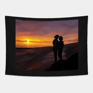 Dancing on Rocky Shores Tapestry