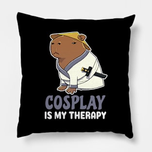 Cosplay is my therapy cartoon Capybara Samurai Pillow