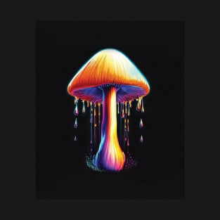 Magic Mushroom with Colorful Magical Light Dropping T-Shirt