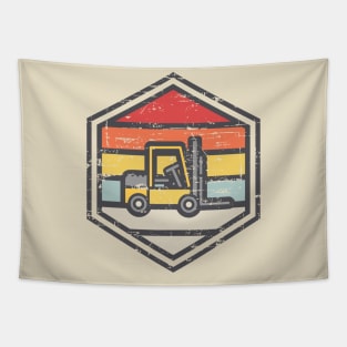 Retro Badge Forklift light Tapestry