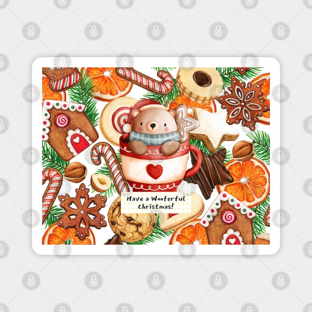 Bear Cookies Christmas Magnet by LaartStudio