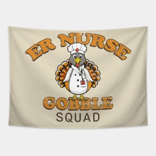 ER Nurse Gobble Squad Funny Thanksgiving Tapestry