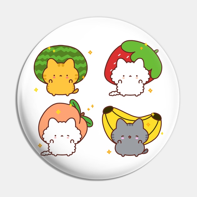 Cats And Fruit Hats Pin by GeraldineDraws