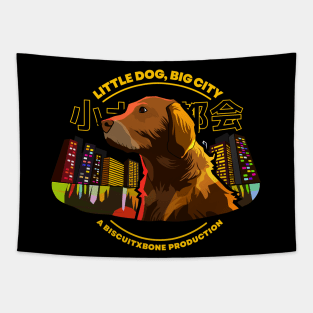 Little Dog, Big City (dark version) Tapestry