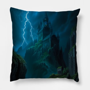 Curse of Strahd Scene - Lightning Strike on Castle Ravenloft Pillow