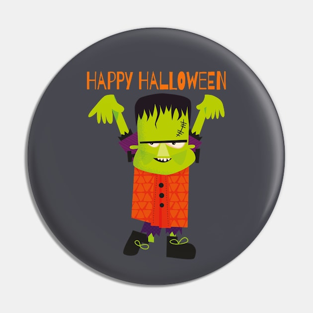 Happy Halloween Kids Colorful Fun Monster Pin by screamingfool