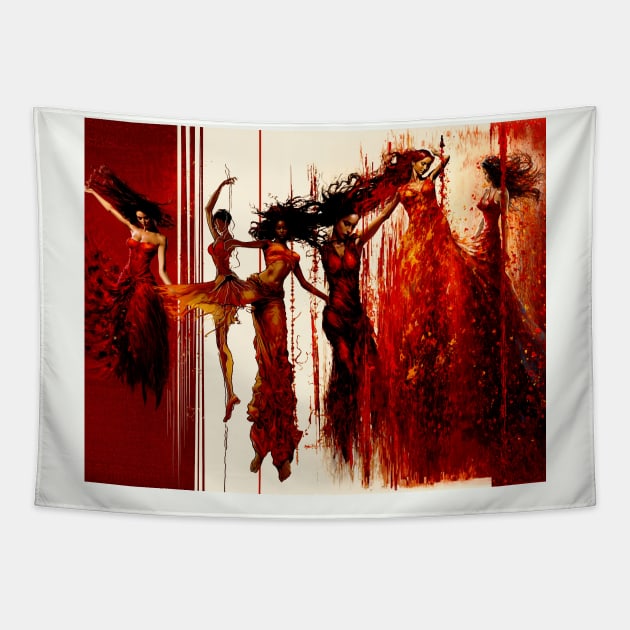 Ladies in red Tapestry by smooky art