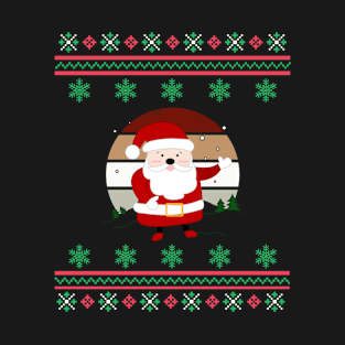 Santa Faux Ugly Christmas Sweater Funny Holiday Design T-Shirt