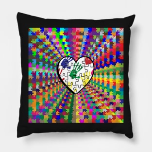 Autism Awareness & Support Puzzle Pieces, Heart Graphic Art Design face masks, Phone Cases, Apparel & Gifts Pillow