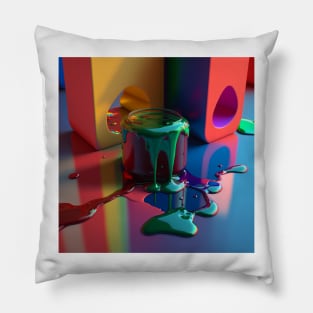 Living Life in Colour Spilled Paint Pillow