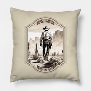 Funny western American west cowboy desert lost horse Pillow