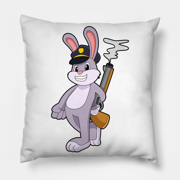 Rabbit as Police officer with Police hat Pillow by Markus Schnabel