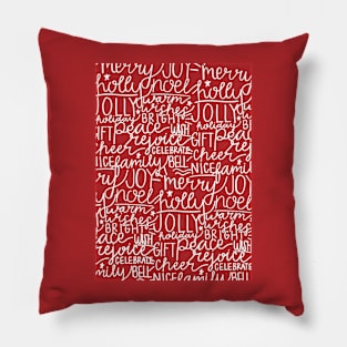 Christmas Handwritten Words and Greetings Pillow