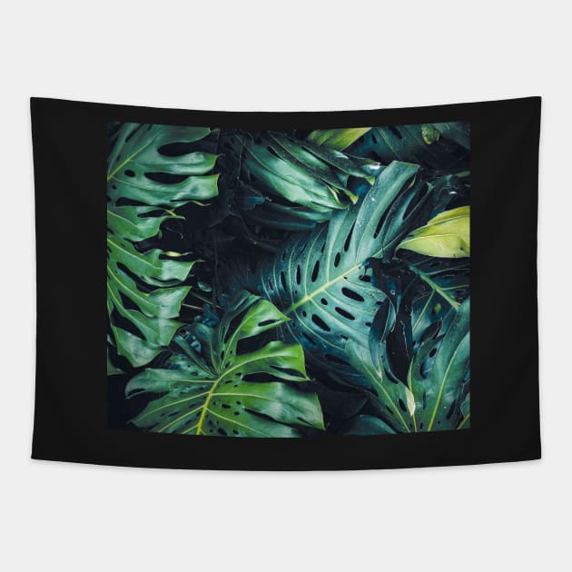 Dark green leaves Tapestry by ColorsHappiness
