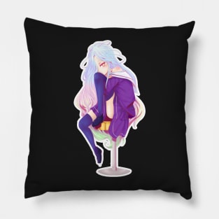 shiro, no game no life, cute, purple, siting girl, anime. Pillow