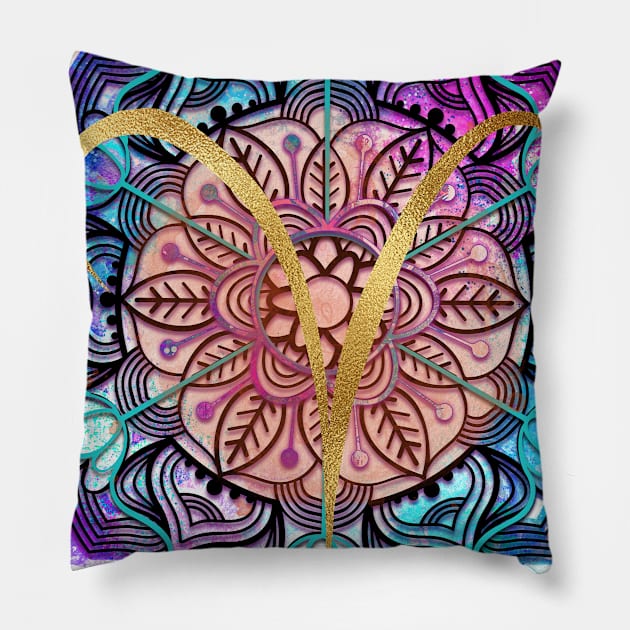 Aries Vibes Pillow by digitaldoodlers