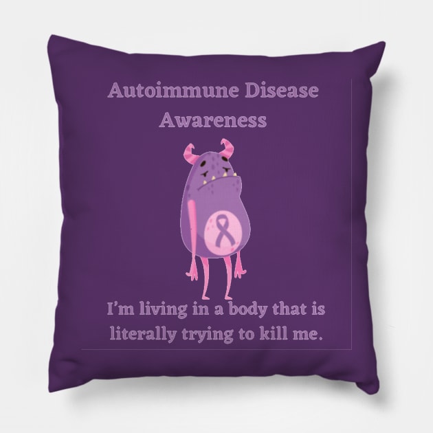 Autoimmune Disease Awareness Monster Pillow by CaitlynConnor