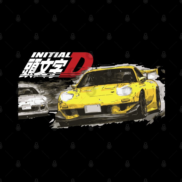 Initial D - Mountain Drift Racing Tandem fd3s vs a80 supra by cowtown_cowboy