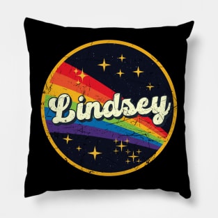 Lindsey // Rainbow In Space Vintage Grunge-Style Pillow