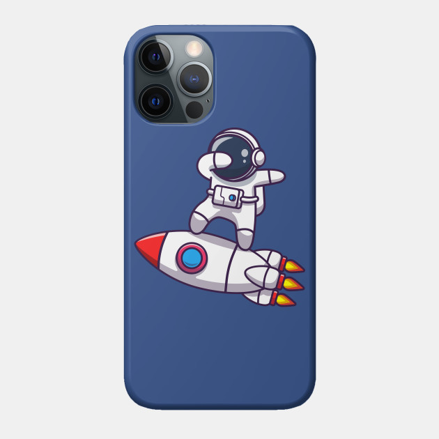 Cute Astronaut Dabbing On Rocket Cartoon - Astronaut - Phone Case