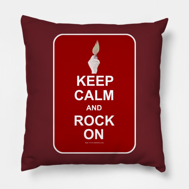 Keep Calm Rock On Pillow by Tshirtfort