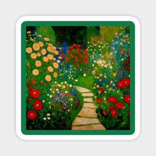 Winding Path Through a Flower Garden Magnet