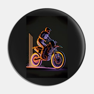 Dirt bike rider - orange and purple neon Pin