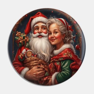 Nostalgic Mr and Mrs Claus Festive Christmas Couple Pin