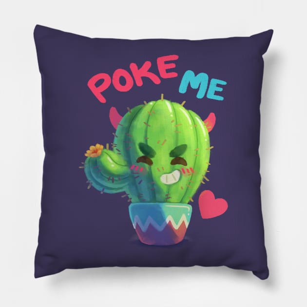 Poke Me Cactus Pillow by ginaromoart