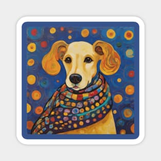 Gustav Klimt Style Lady Dog in a Starry Night Landscape Magnet