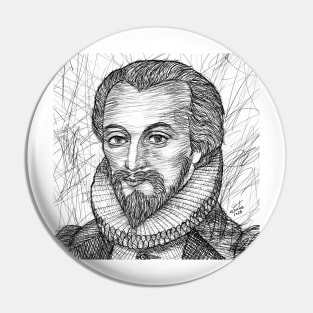 JOHN DONNE ink portrait Pin