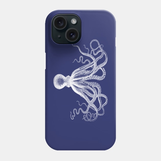 Octopus | Vintage Octopus | Tentacles | Sea Creatures | Nautical | Ocean | Sea | Beach | Navy Blue and White | Phone Case by Eclectic At Heart