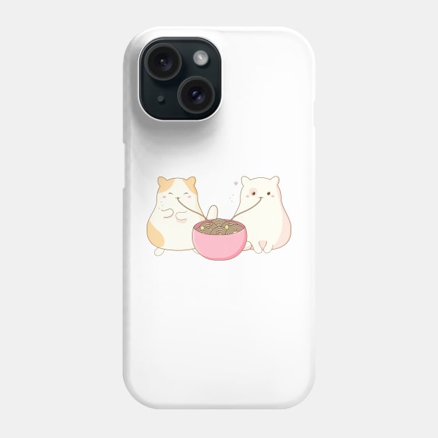 cute cats eating chinese korean noodles Phone Case by Ann4design