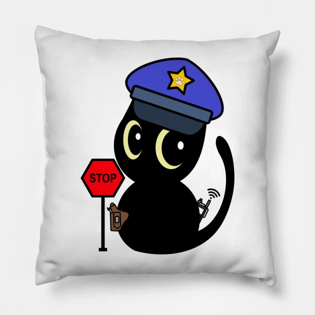 Funny Black Cat Policeman Pillow by Pet Station
