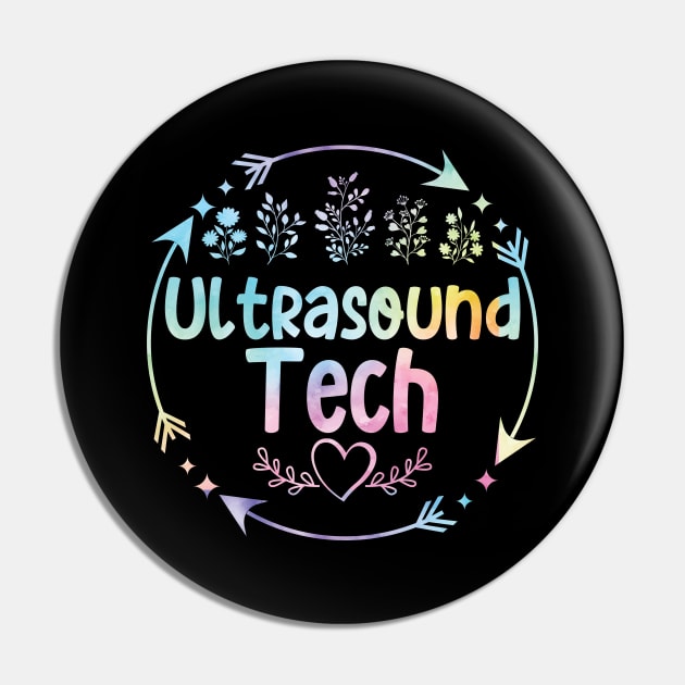 Ultrasound Tech cute floral watercolor Pin by ARTBYHM