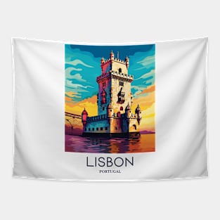 A Pop Art Travel Print of Lisbon - Portugal Tapestry