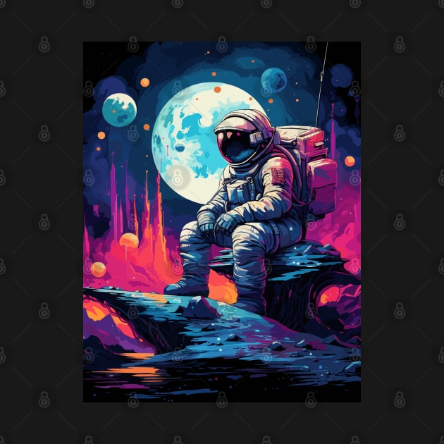 an astronaut sitting on a planet by legend