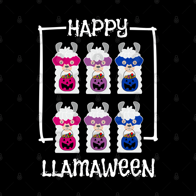 LGBTQ Fall Halloween Bisexual Pride Cute Llamas Happy Llamaween by egcreations