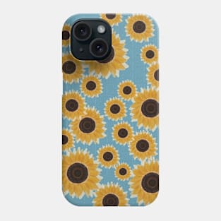 Golden Yellow Sunflowers Blue Honeycomb Tile Phone Case