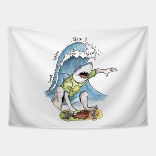 Shark Skate Shirt Tapestry