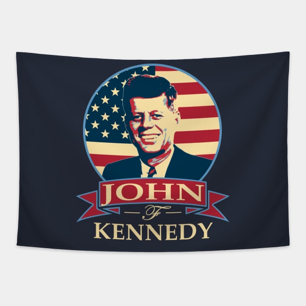 John F Kennedy American Banner Tapestry by Nerd_art