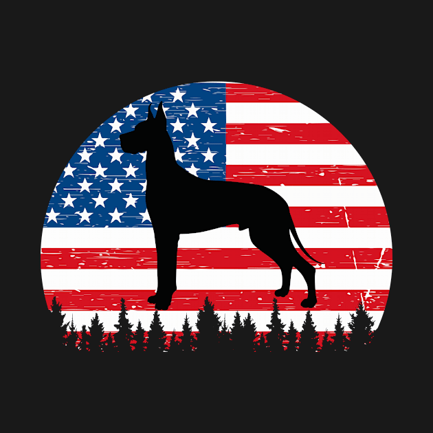 Vintage Retro Great Danes American Flag 4th of July Gifts by JaroszkowskaAnnass