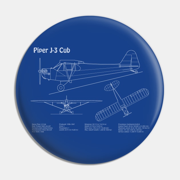 Piper J-3 Cub - Airplane Blueprint Plan - ADpng Pin by SPJE Illustration Photography